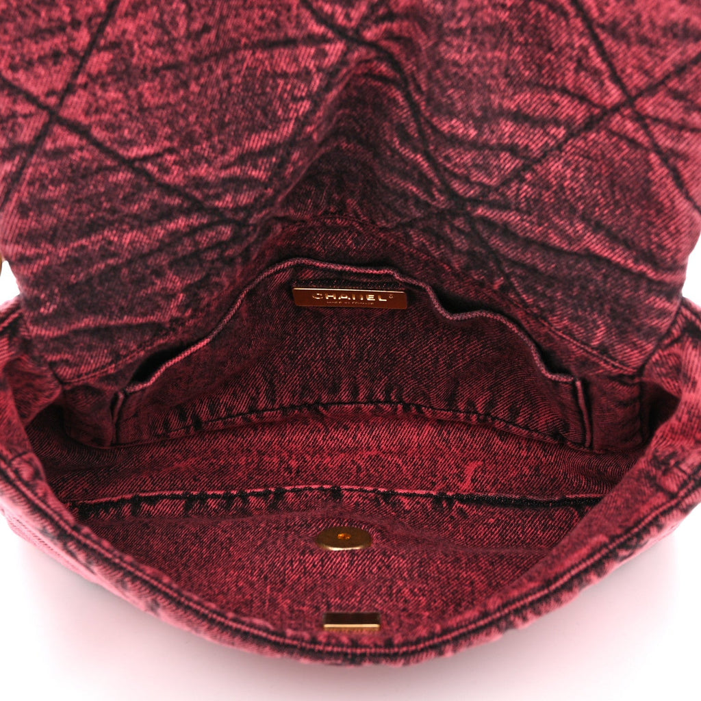 Washed Denim Quilted Medium Chanel 19 Flap Pink