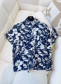 Chanel coco limited blue and white camellia shirt