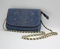 Chanel Blue Denim Coco Cosmetic Pouch Makeup Case Pouch