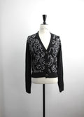 Chanel Cashmere 99 Black X White Floral Bird Coat