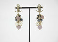 Chanel A11P Imitation Pearl Purple Blue Grape String CLIP-on Earrings