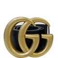 GUCCI Wide Double G Buckle Leather Belt Black Size 90/36 453265
