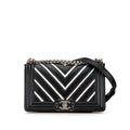 Chanel Boy Chanel Chevron V Stitch Lambskin Patent Leather Shoulder Bag