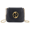 Gucci 1973 Black Small GG Logo Leather Crossbody Bag