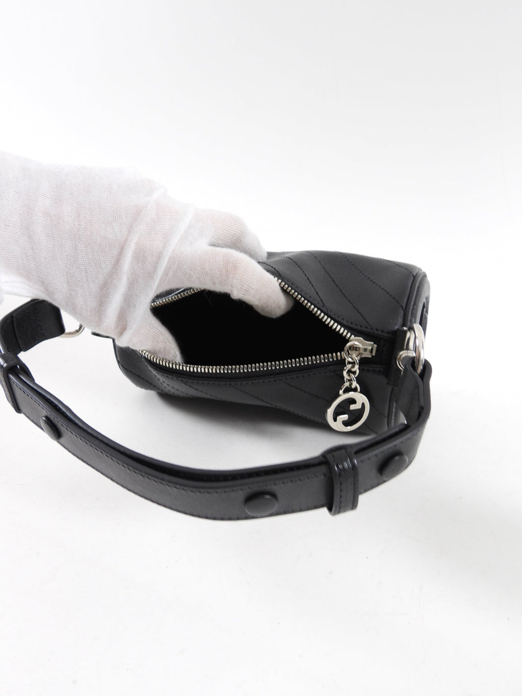 Gucci Black Leather Blondie Mini GG Barrel Bag