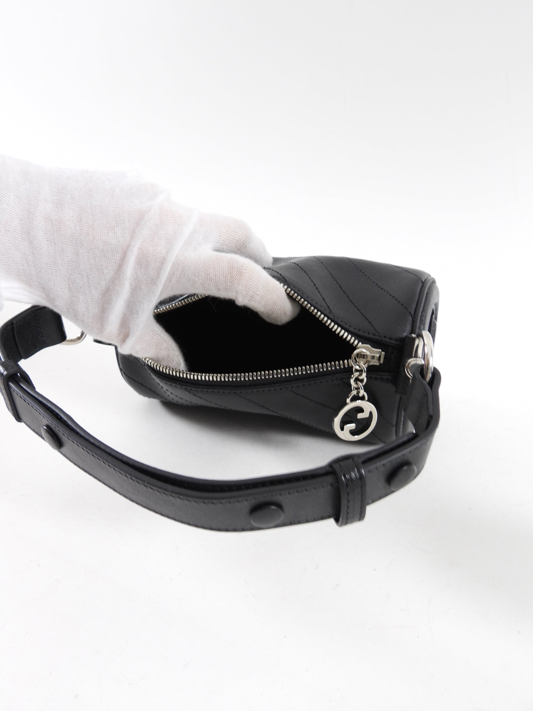 Gucci Black Leather Blondie Mini GG Barrel Bag