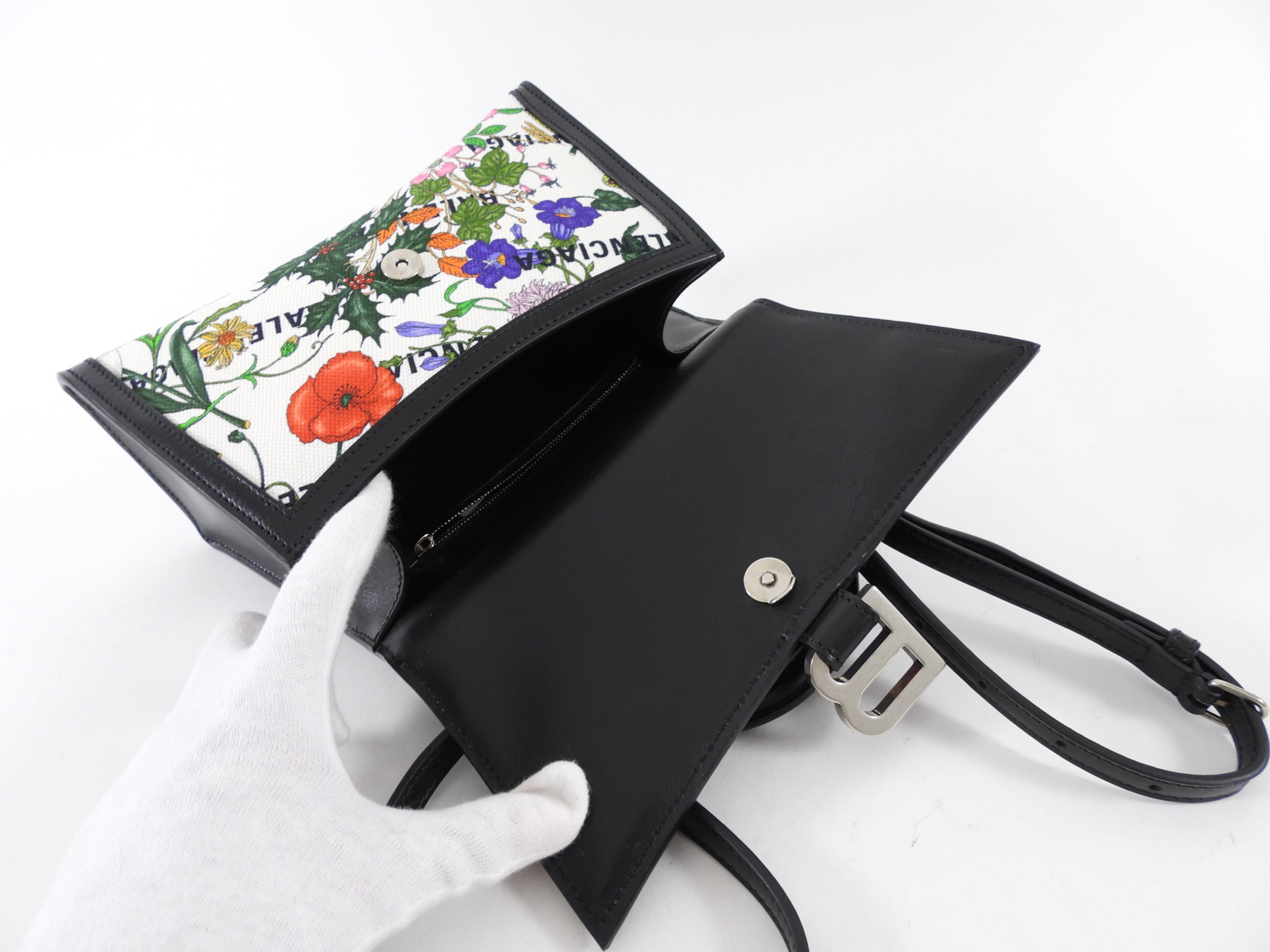 Gucci x Balenciaga Hacker Project Flora XS Hourglass Two-Way Top Handle Bag