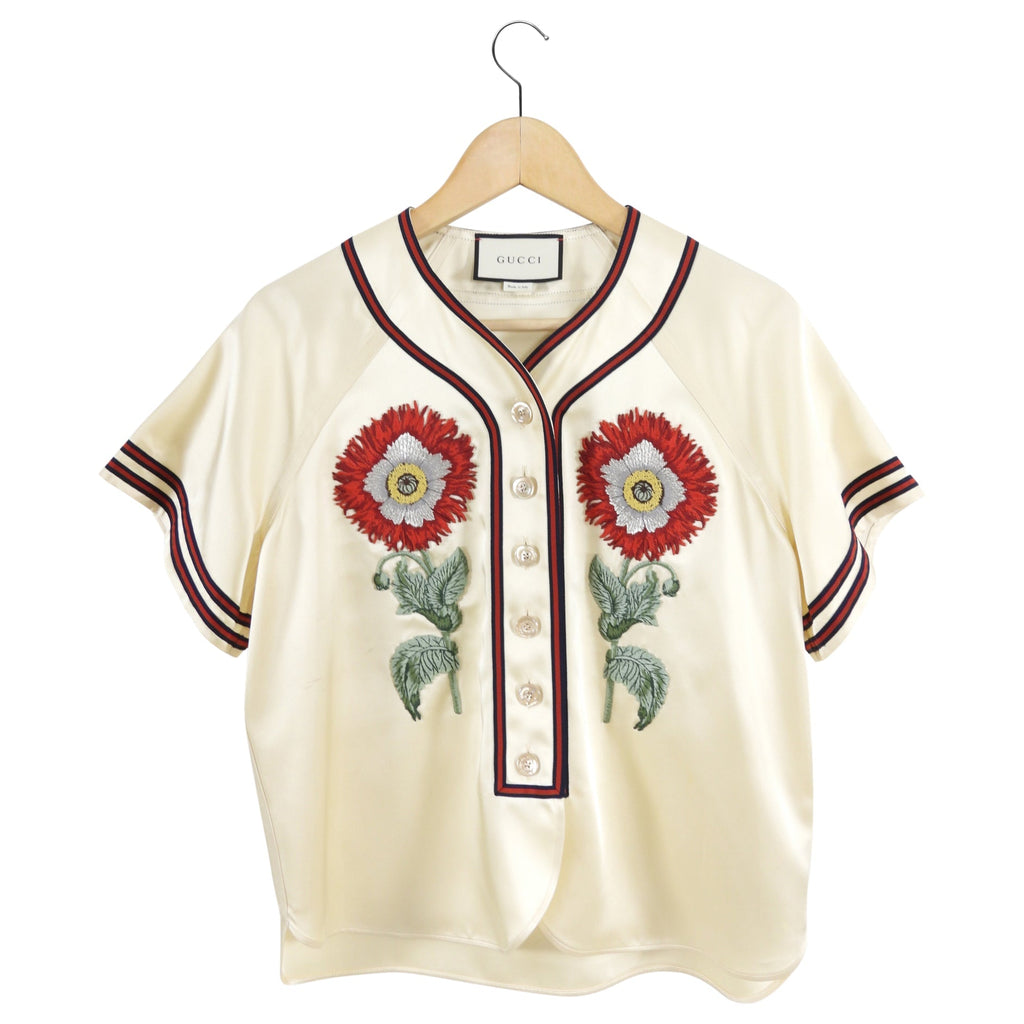 Gucci Ivory Satin Loved Baseball Jersey Pants Suit - XS /0/ 2