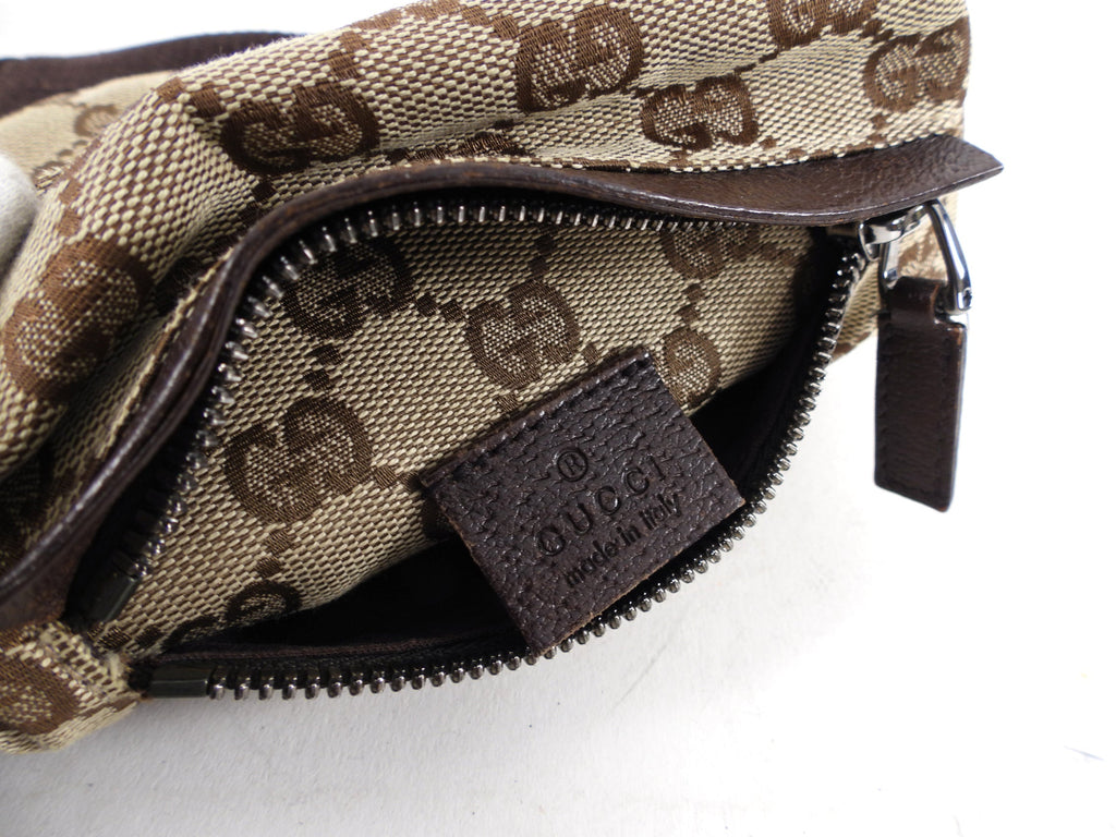 Gucci Brown Monogram Canvas and Leather Belt Bag