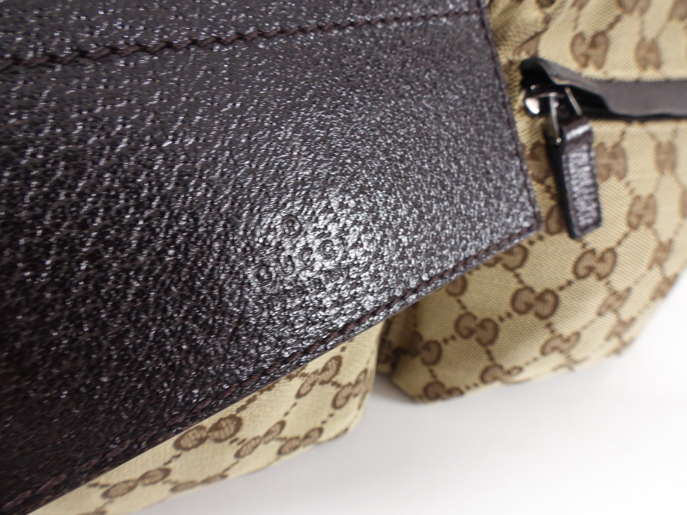 Gucci Brown Monogram Canvas Web Stripe Belt Bag Fanny Pack