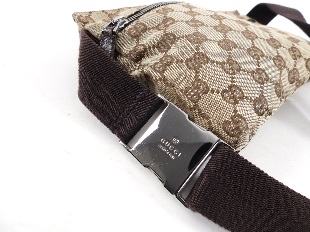 Gucci Brown Monogram Canvas and Leather Belt Bag