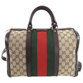 Gucci Brown Monogram Canvas Web Boston Bag