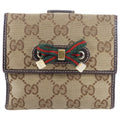 Gucci Princey Brown Monogram Bow Compact Wallet