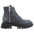 Gucci Black Leather GG Embossed Zip Combat Boots - 39.5