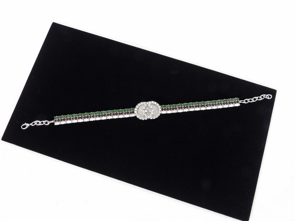 Gucci Crystal Web Green and Red Choker Necklace