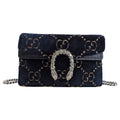 Gucci Super Mini Dionysus Navy and Gold Velvet Crossbody Bag