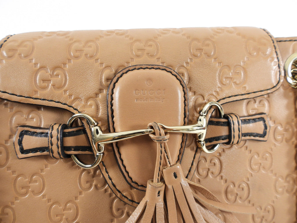 Gucci Tan Guccissima Small Emilie Chain Shoulder Bag