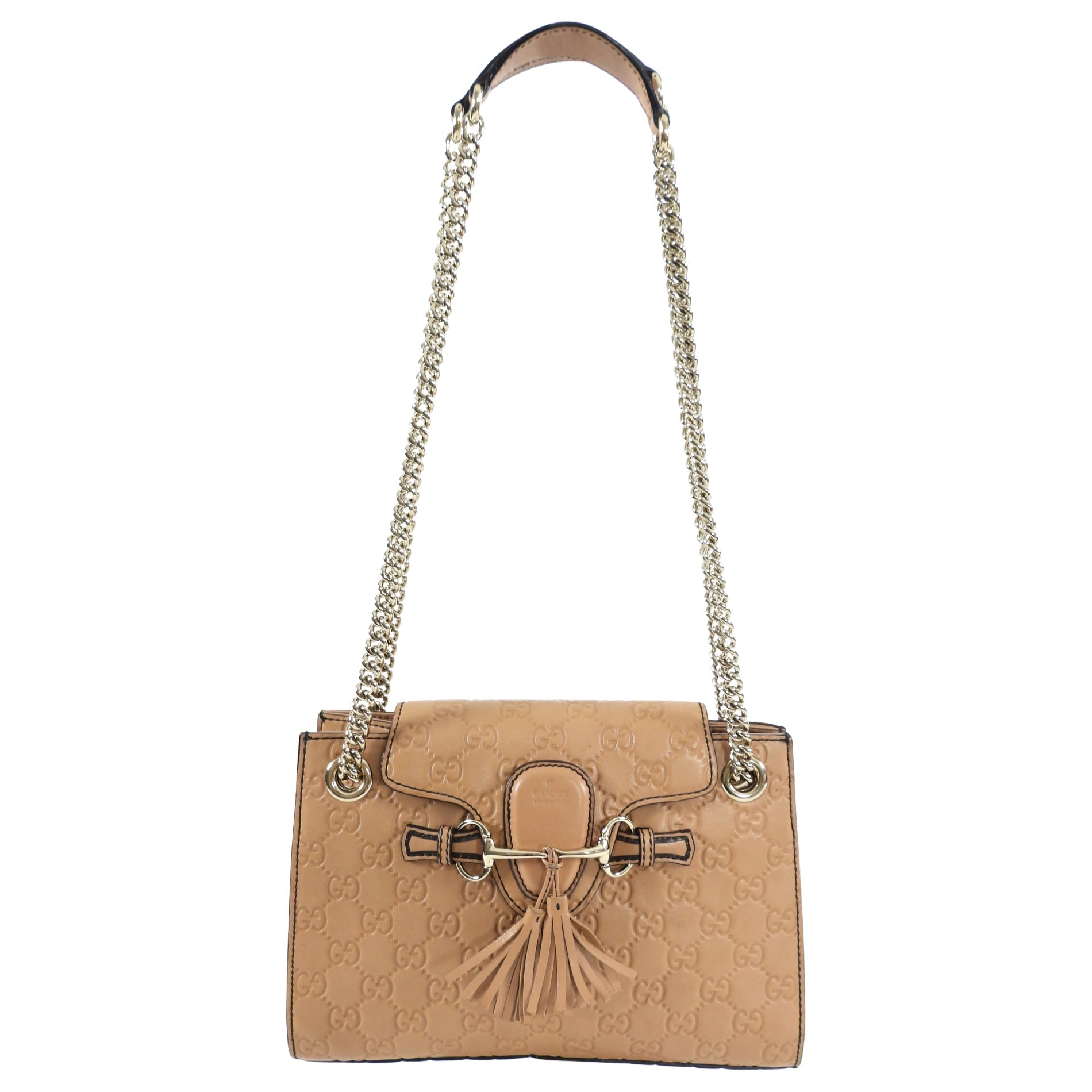 Gucci Tan Guccissima Small Emilie Chain Shoulder Bag