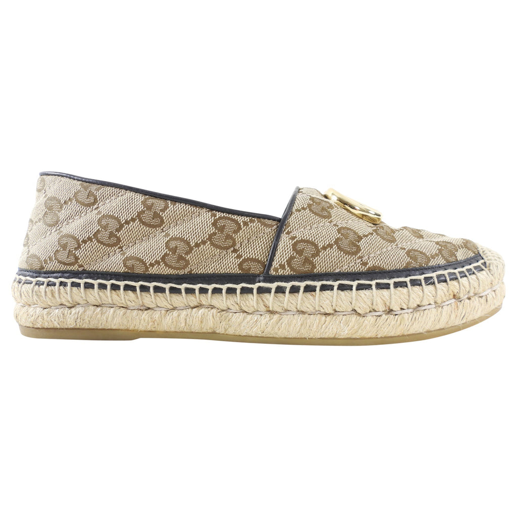 Gucci Brown Monogram Canvas GG Flat Espadrilles - 35.5 / 5