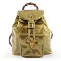 Gucci Vintage Bronze Patent Bamboo Mini Backpack