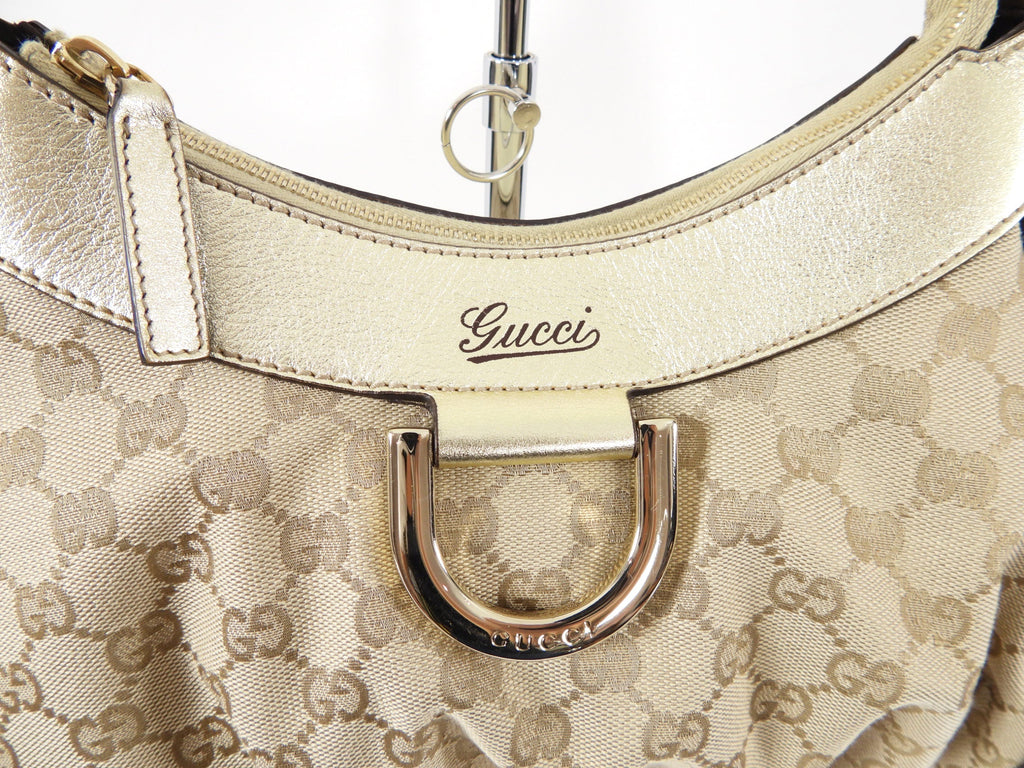 Gucci Gold Monogram Canvas Small Hobo Bag