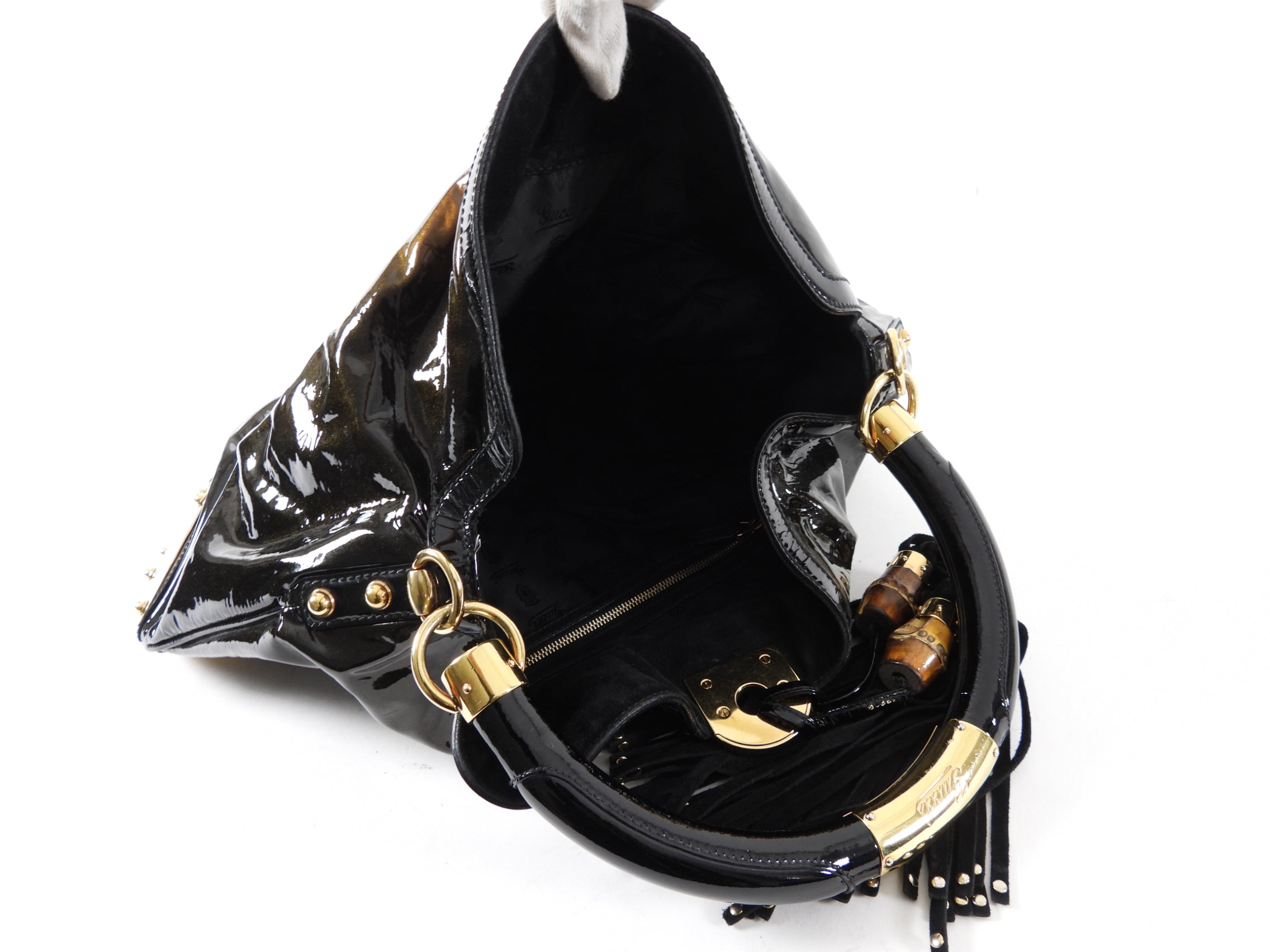 Gucci Patent Leather Ombre Indy Hobo Bag