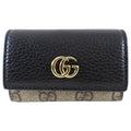 Gucci Black Leather and Monogram Canvas 6 Keyholder