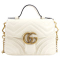 Gucci Marmont Ivory Leather Mini Top Handle Bag