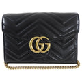 Gucci Black Mini Marmont Matelasse Wallet on Chain