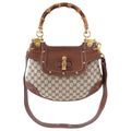 Gucci Peggy Brown Monogram Canvas and Bamboo Two-Way Bag