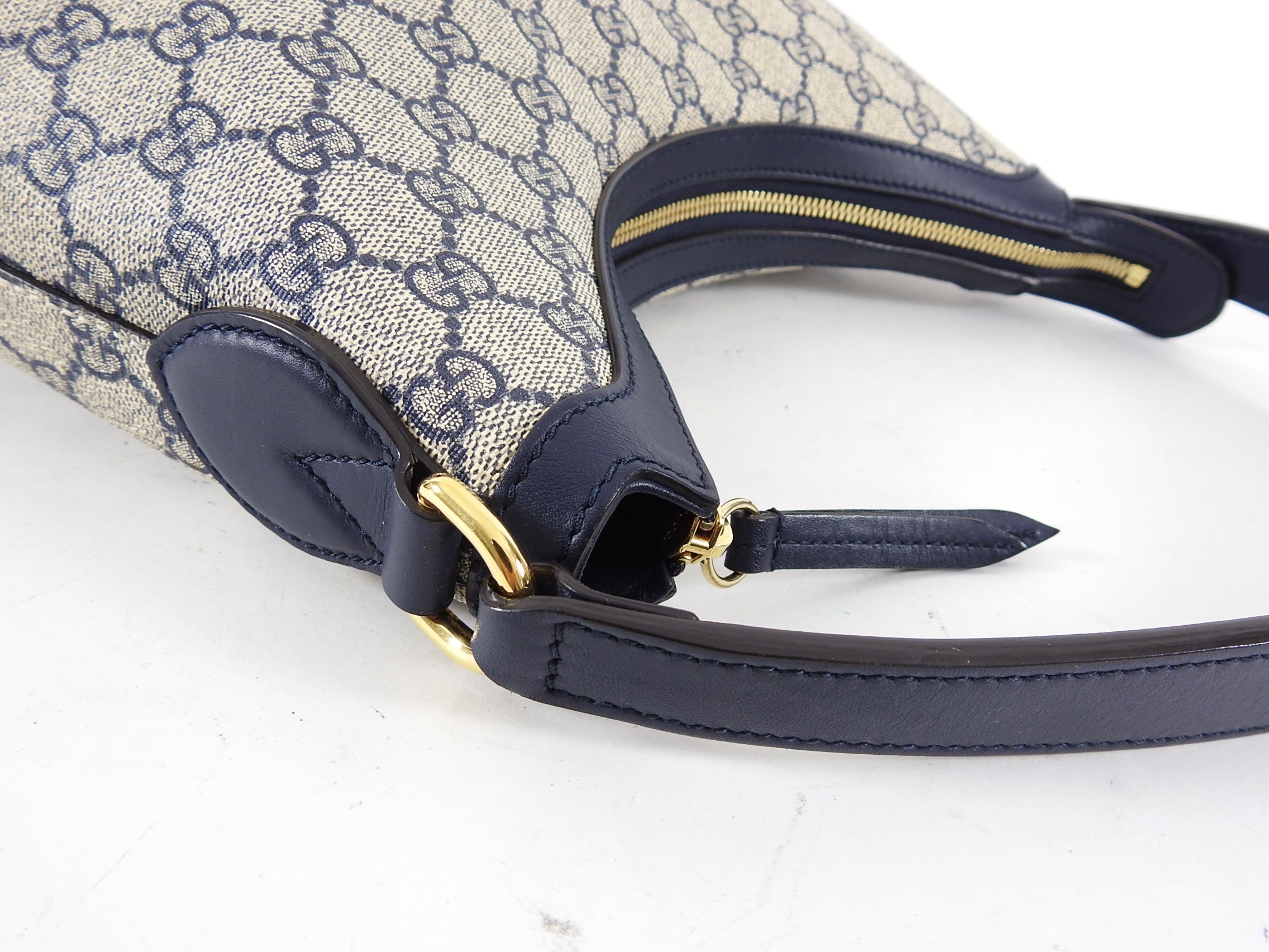 Gucci Navy Supreme Monogram GG Logo Top Handle Bag