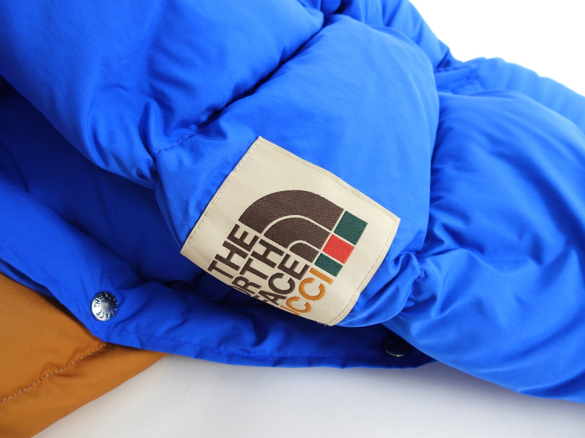 Gucci x The North Face Blue and Ochre Down Puffer Coat - XS