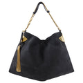 Gucci Black Nubuck Leather 1970 Medium Gold Chain Hobo Bag