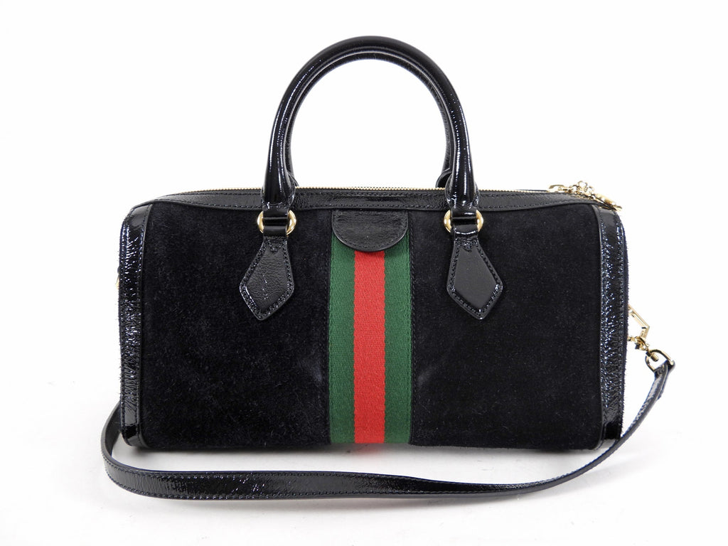 Gucci Black Suede and Patent Ophidia Doctor Bag