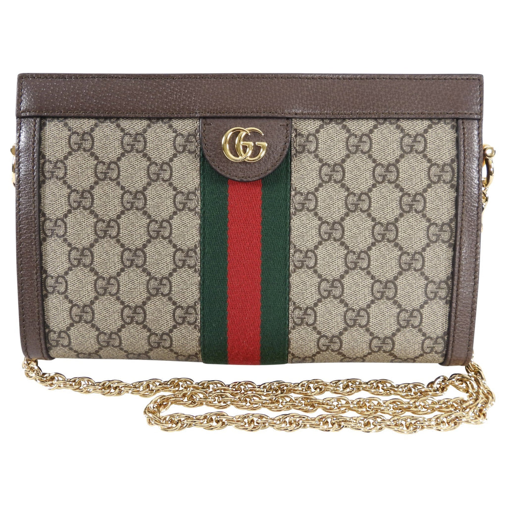 Gucci Brown Monogram GG Web Ophidia Small Shoulder Bag