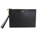 Gucci 2019 Marmont Black Leather GG Portfolio Clutch Bag