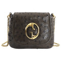 Gucci Mini Brown Ostrich 1973 GG Crossbody Bag