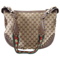 Gucci Monogram Canvas Brown Pelham Stud Hobo Bag