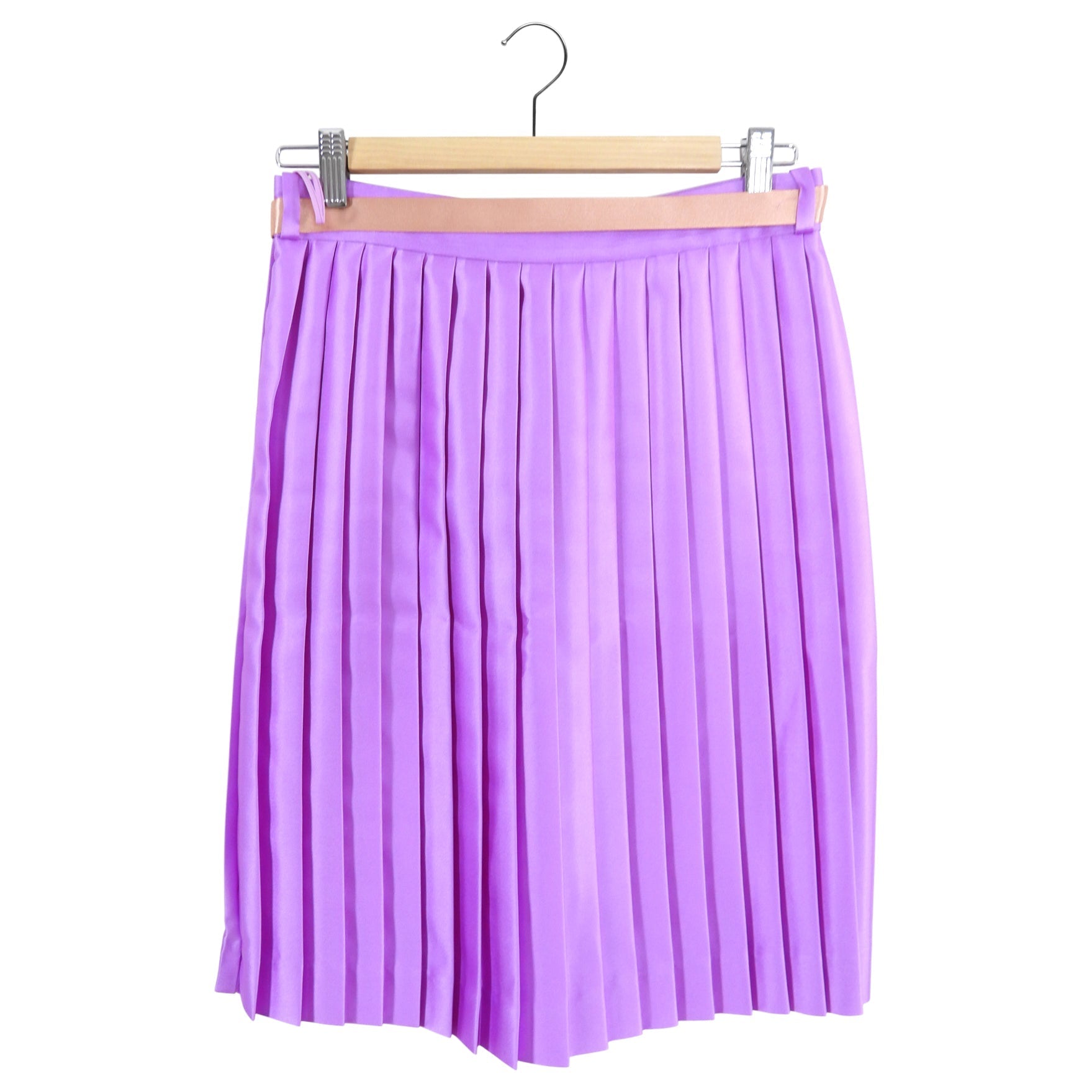Gucci Purple Satin Pleated Skirt with Sash Belt - S