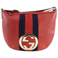 Gucci Red Leather Blondie GG Medallion Web Stripe Hobo Bag