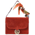 Gucci Brick Red Medium Suede Ring Scarf Bag