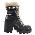 Gucci Trip Black Lace Up Combat Boot with Shearling Lining - 39