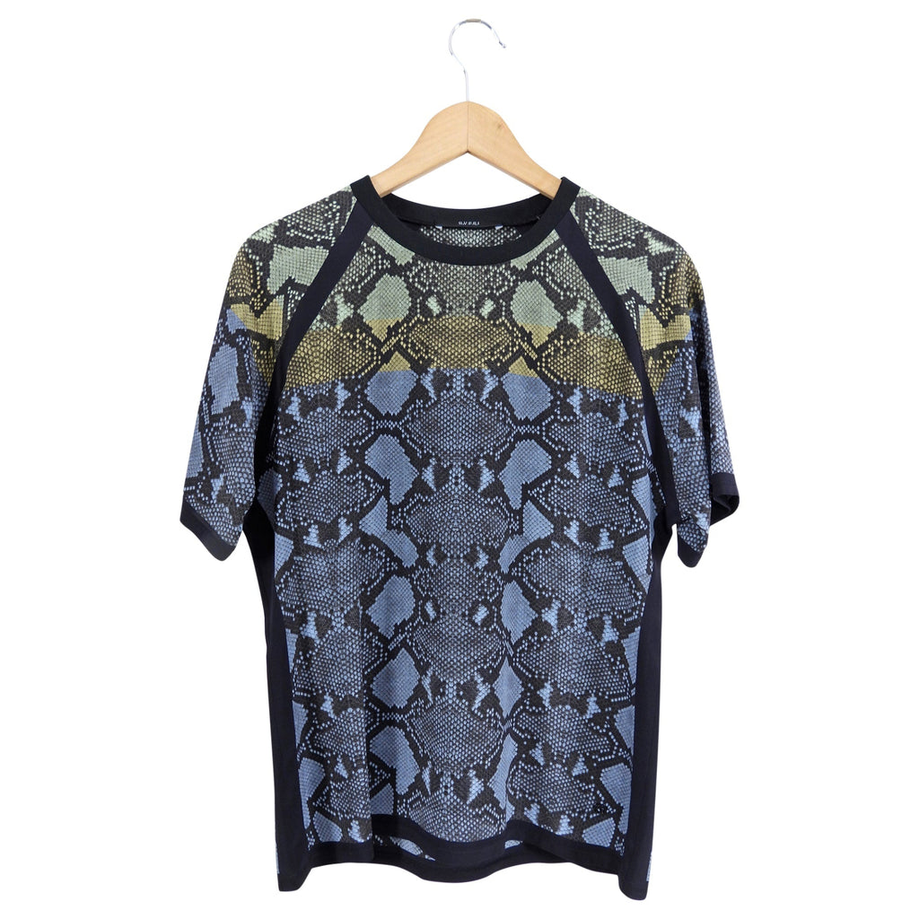 Gucci Blue, Yellow, Green, Python Print Silk Top - S
