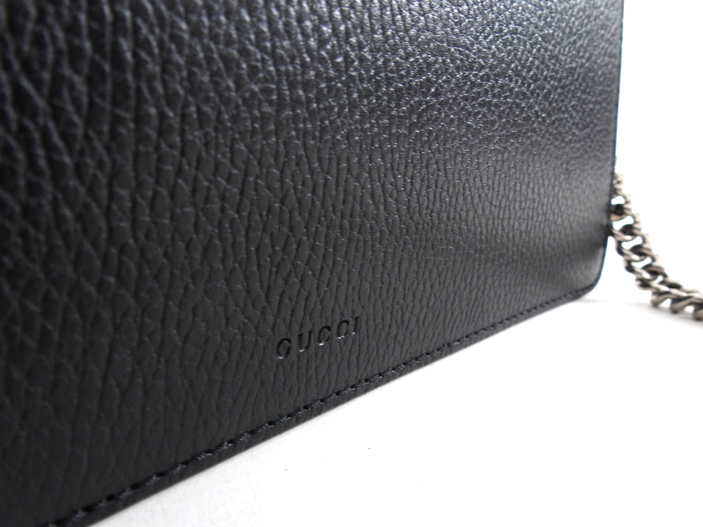 Gucci Black Leather Medium Crystal Dionysus Chain Bag