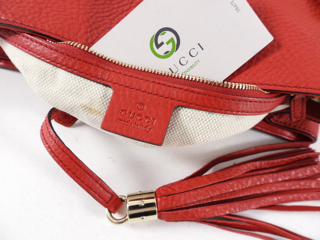 Gucci Red Leather Soho Chain Tote Bag