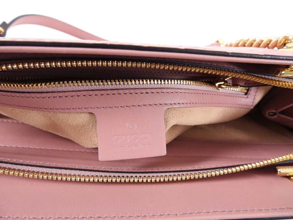 Gucci Guccissima Pink Monogram Small Chain Strap Tote Bag