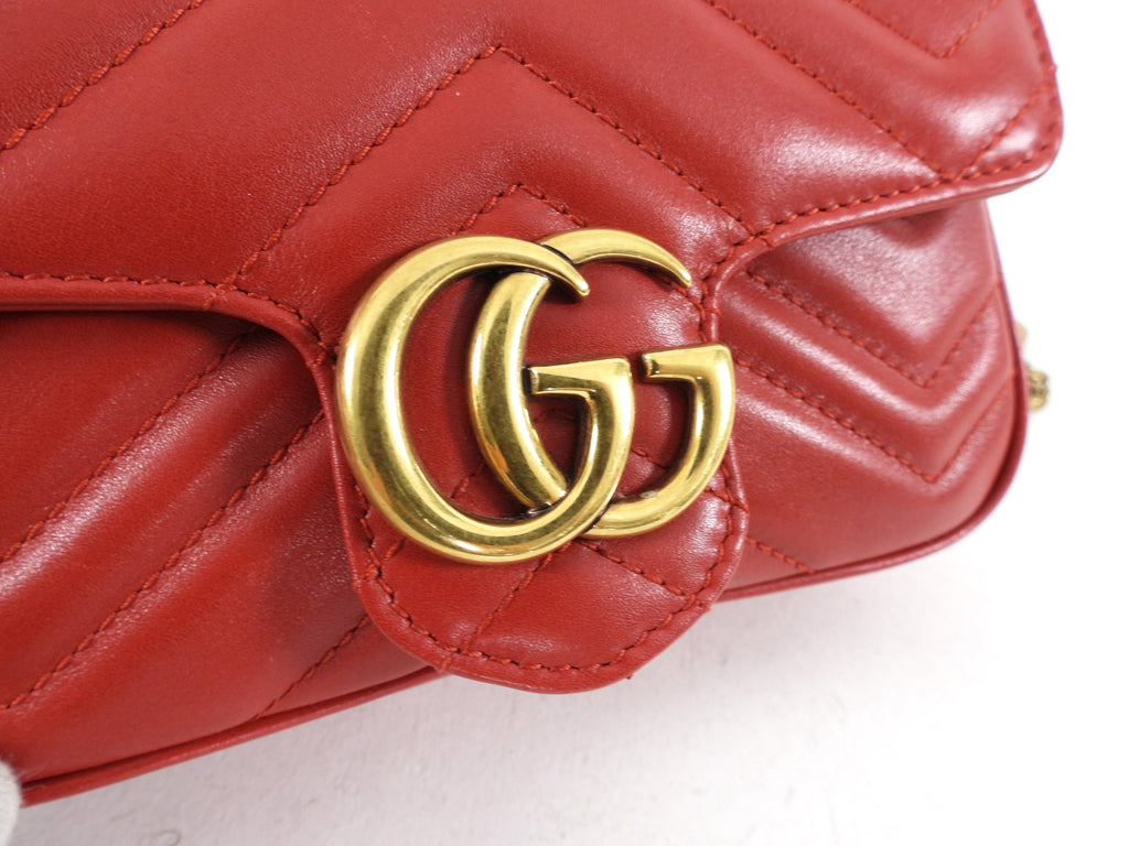 Gucci Super Mini Red Matelasse Marmont Bag