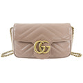 Gucci Marmont Super Mini Beige Leather Crossbody Chain Bag