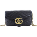 Gucci Marmont Super Mini Black Leather Crossbody Chain Bag