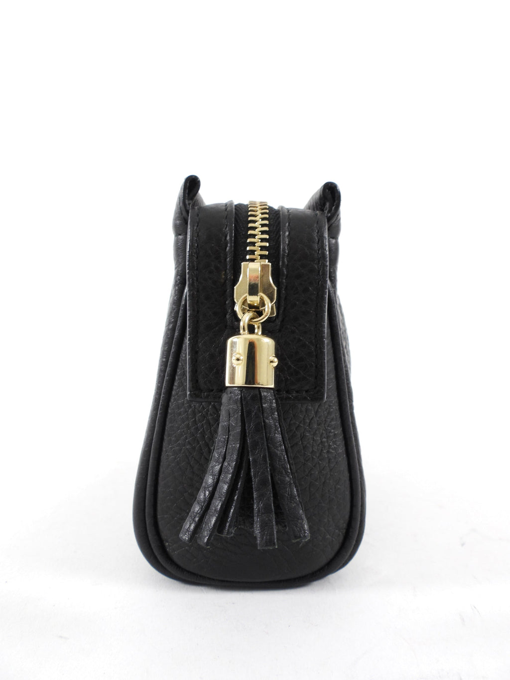 Gucci Black Leather Bamboo Tassel Travel Toiletry / Clutch Bag